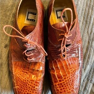 David Eden Men's Textured Leather Oxfords in Rich Brown